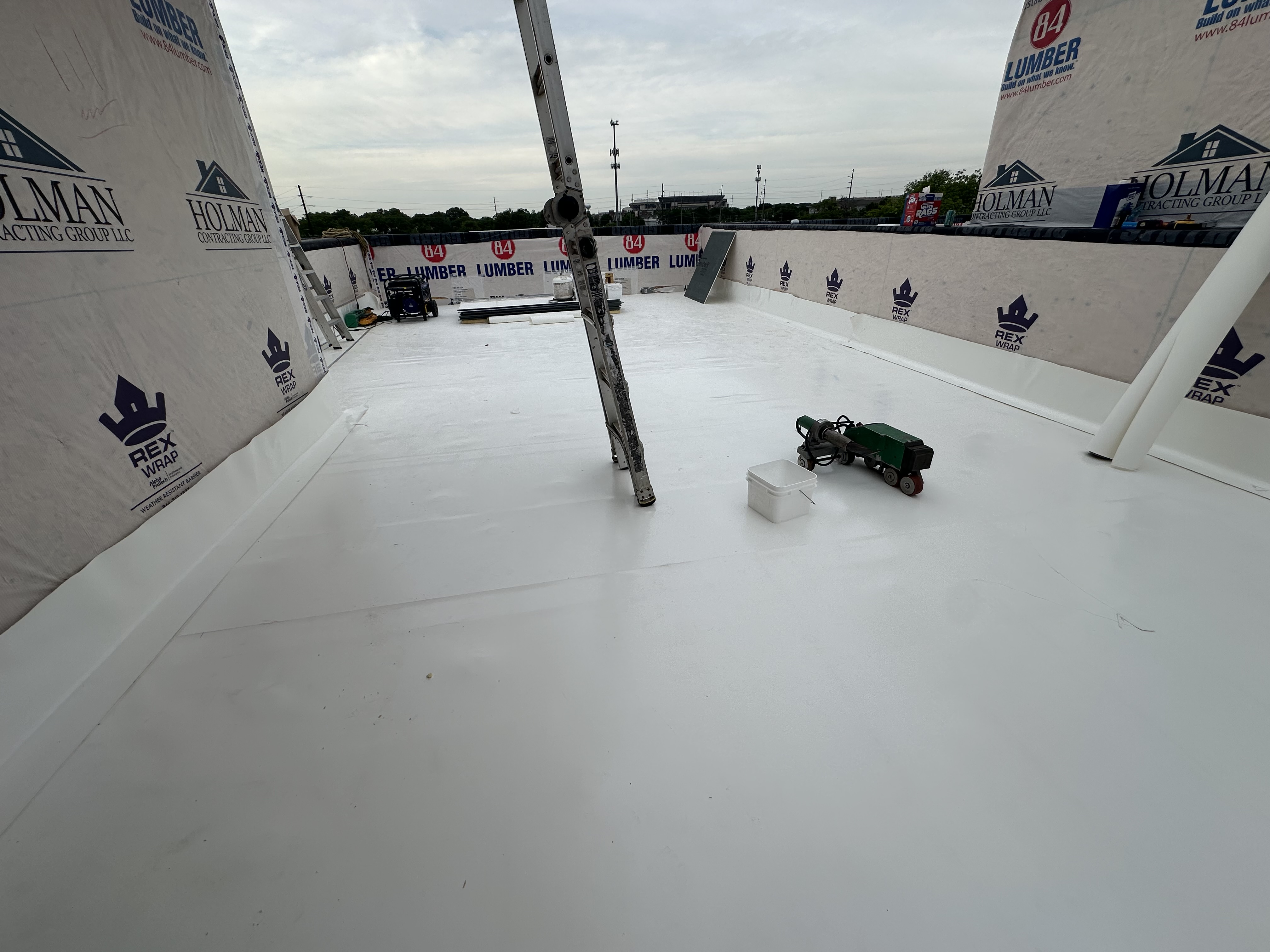 New construction PVC commercial roofing system