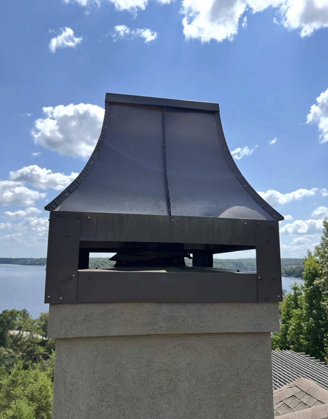 Chimney cap installation and flashing detail work
